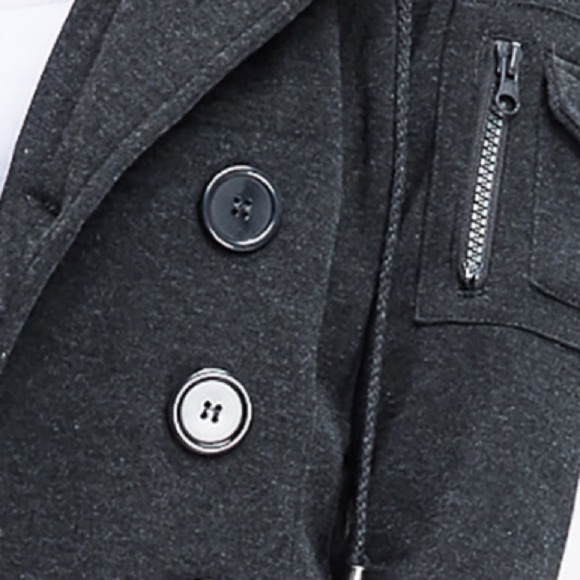 1 Left!{Montrez}Charcoal Gray Hooded Button Jacket - Picture 3 of 3